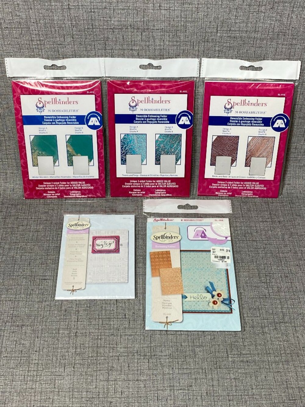 5pc Lot Of Spellbinders Embossing Folders NIP